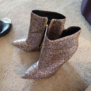 Glittering Silver Ankle Boots